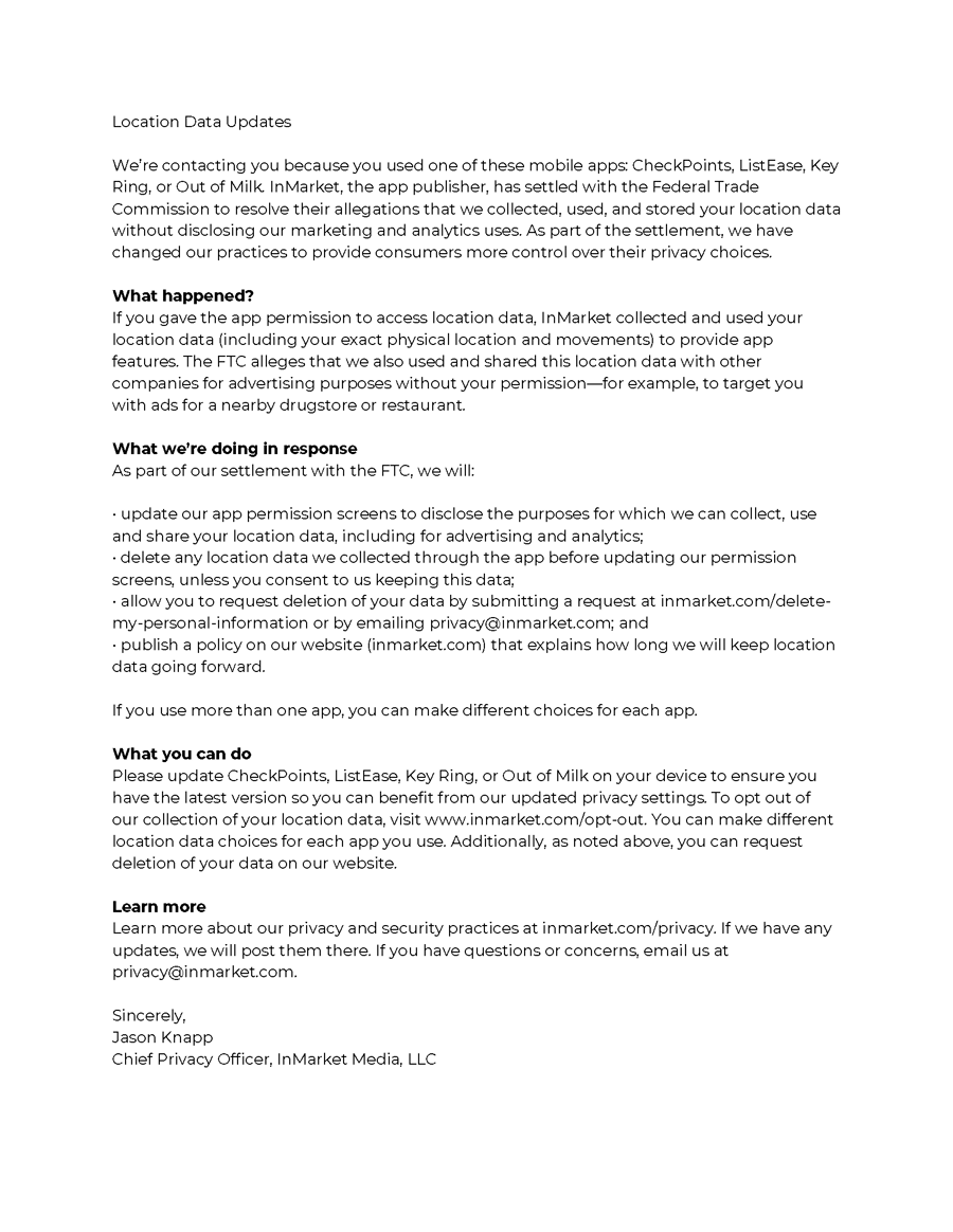 FTC Attachment A - Notice to Post on InMarket.com (1)